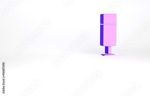 Purple Punching bag icon isolated on white background. Minimalism concept. 3d illustration 3D render.