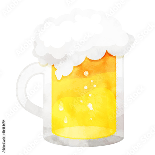 水彩風 生ビールのイラスト