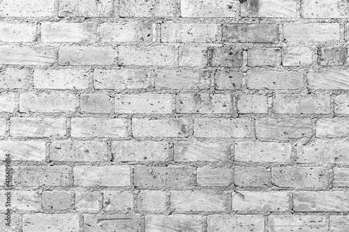 Old brick wall white vintage interior building texture and background seamless