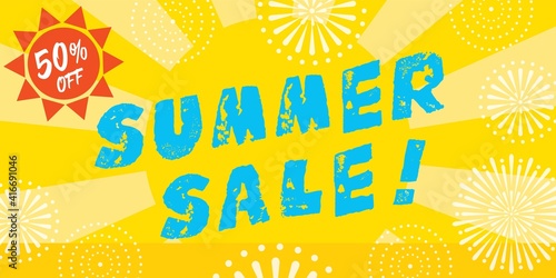 サマーセールの横長の背景イラスト