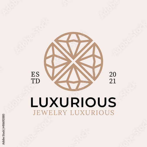 linear logo of luxurious diamond jewelry for your business