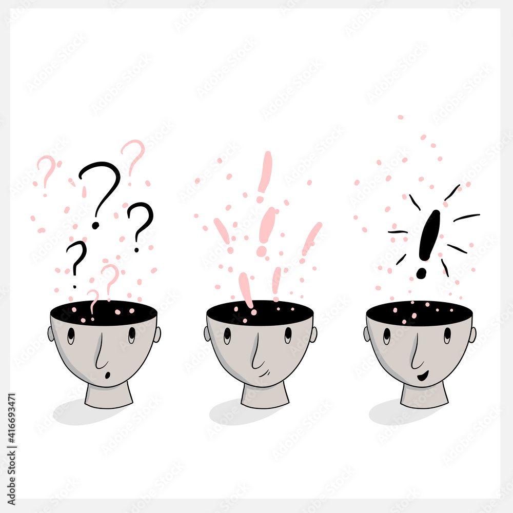 Vektorová grafika „Head Spaces Line illustration of handdrawn heads