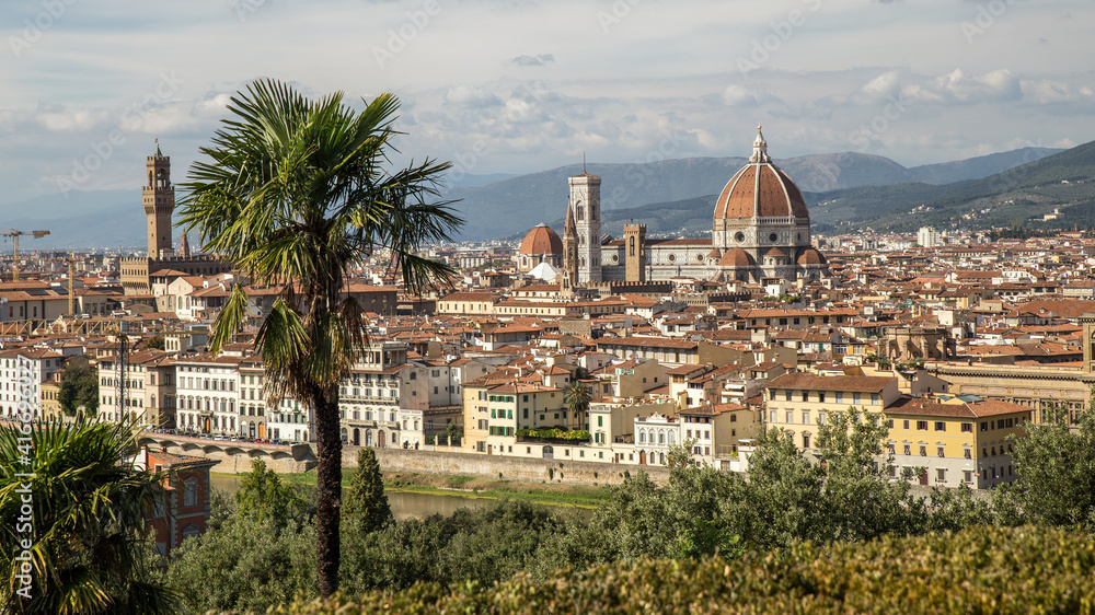 View to Florence (Firenze), beautiful historical city in Tuscany, Italy