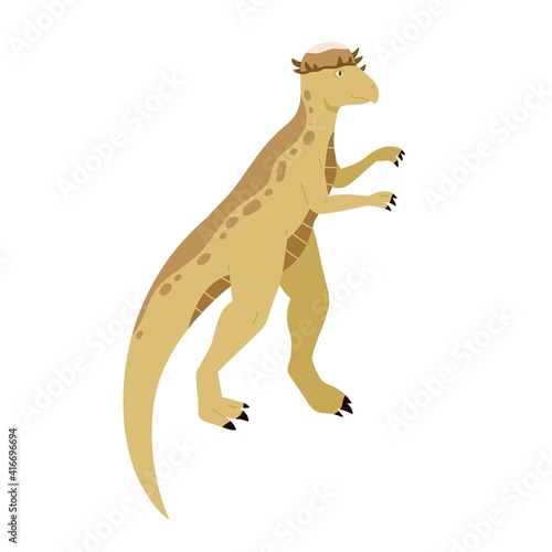 Pachycephalosaurus dino. Extinct dinosaur of ancient jurassic period. Prehistorical animal. Colored flat cartoon vector illustration isolated on white background