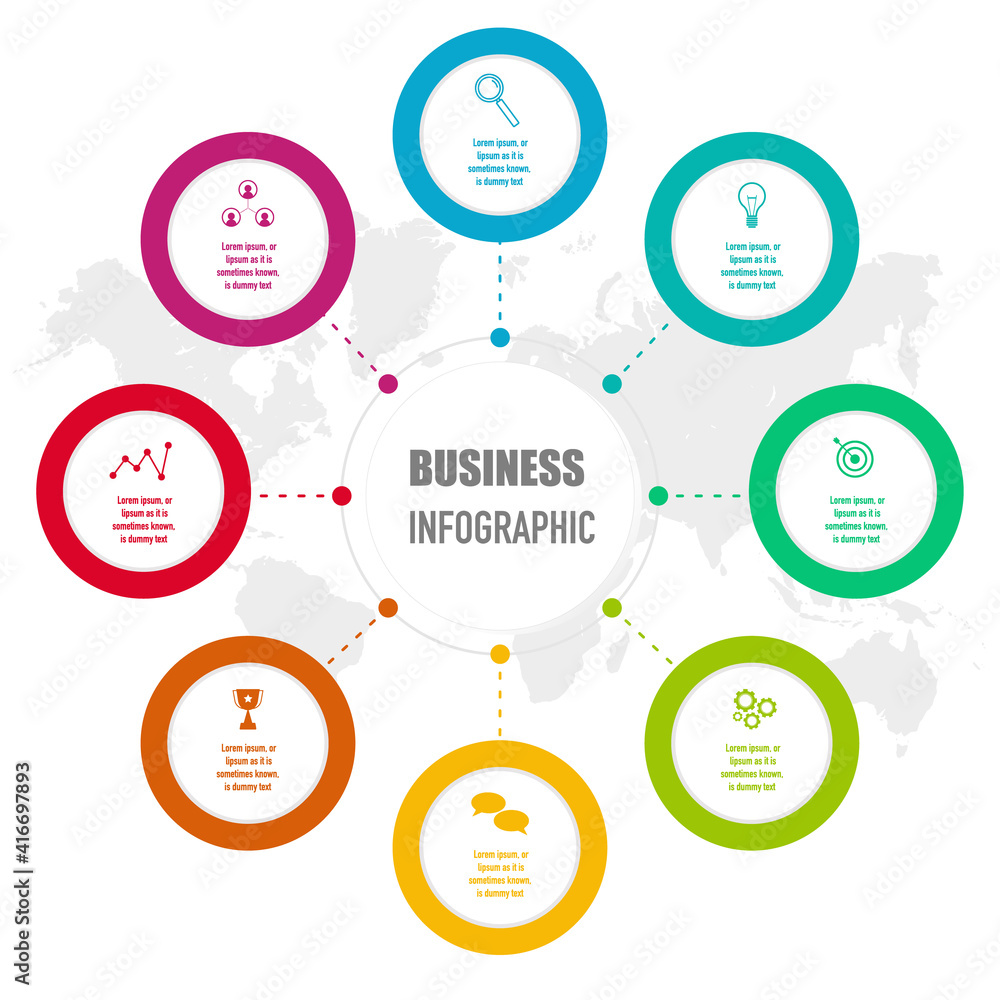 Infographics design vector and business icons with 8 options for presentation and web site
Infographics design vector and business icons with 8 options for presentation and web site