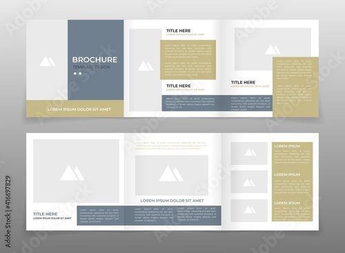Business modern trifold brochure square design template vector