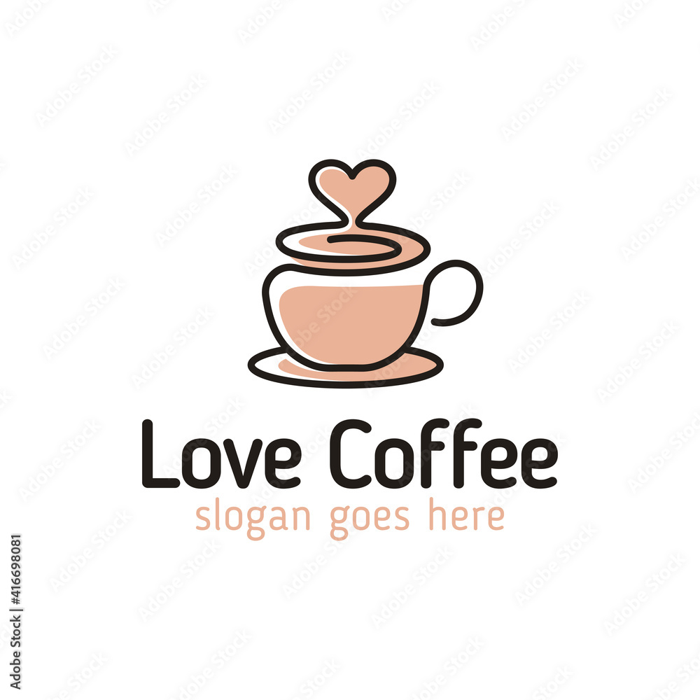 line art logo of love coffee or tea, favorite drink symbol, romantic coffee logo design line art logo of love coffee or tea, favorite drink symbol, romantic coffee logo design