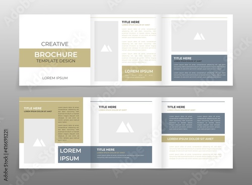 Business modern trifold brochure square design template vector