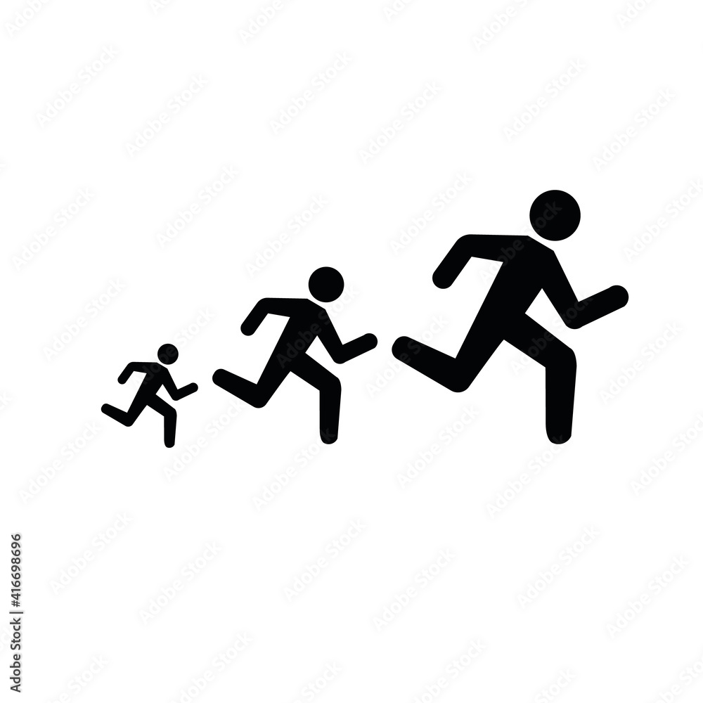 Runner flat icon. Running man vector silhouette. Run concept, shadow. Sprinter Runner flat icon. Running man vector silhouette. Run concept, shadow. Sprinter