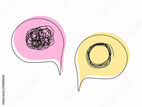 The bubble. A message about chaos. Different kinds of tangled lines. Search for a way out, confusion of thoughts, search for a way out of the current situation, vector