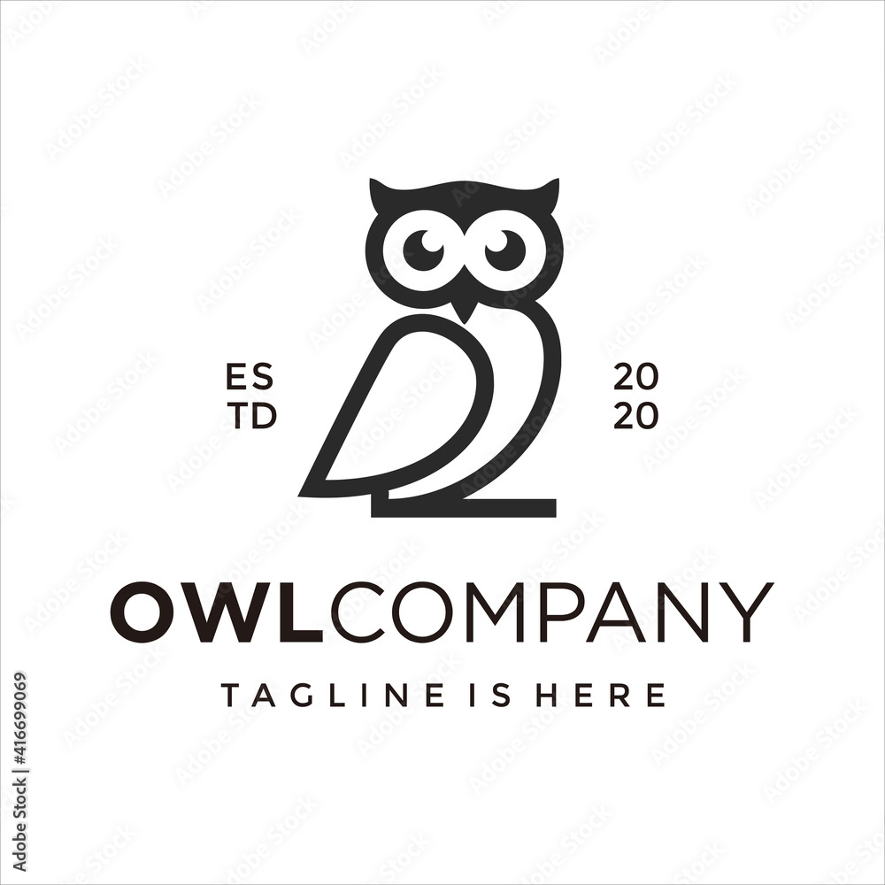simple owl icon logo design template vector