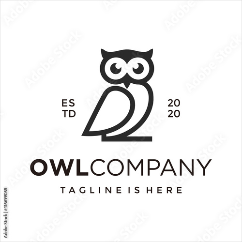 simple owl icon logo design template vector