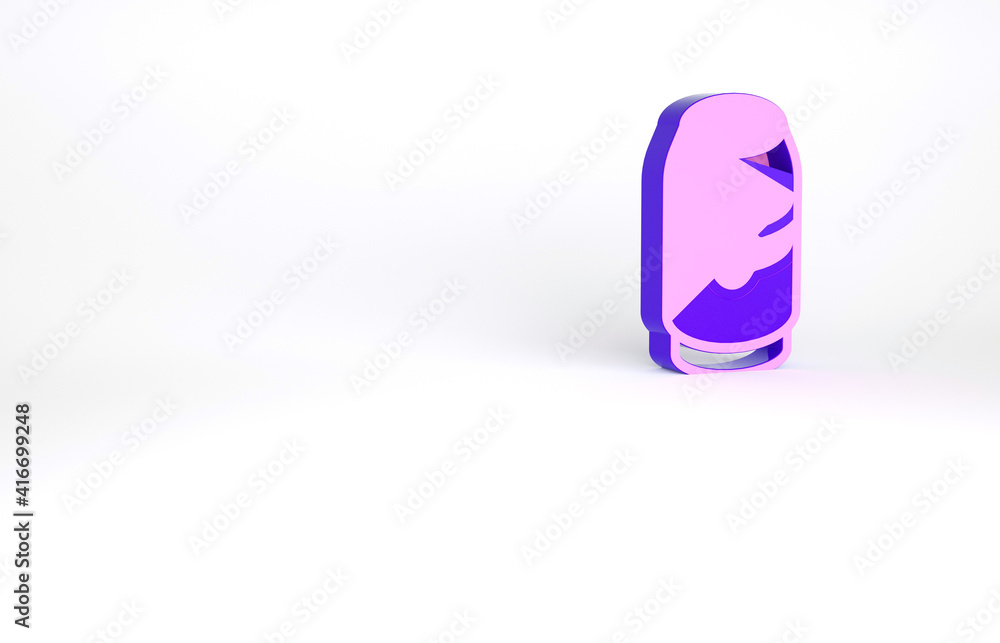 Purple Beer can icon isolated on white background. Minimalism concept. 3d illustration 3D render. Purple Beer can icon isolated on white background. Minimalism concept. 3d illustration 3D render.