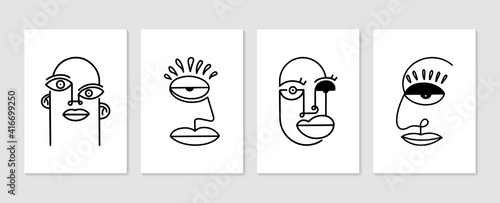 Abstract portrait poster set. Modern home decor. Minimal and natural wall art. Abstract Art design for print, wallpaper, cover. Modern vector illustration.
