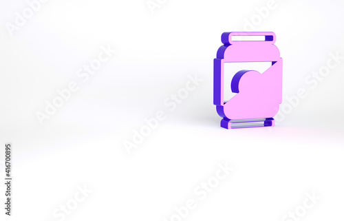 Purple Beer can icon isolated on white background. Minimalism concept. 3d illustration 3D render.