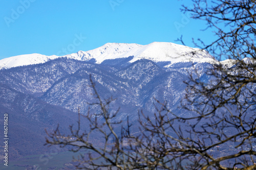 Beautiful panorama of snowy mountains.
