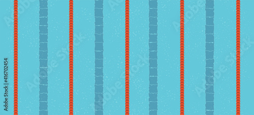 Swimming pool with water, Swimming lanes, and no people. View from above. Web Banner of Vector flat design illustration. Background.