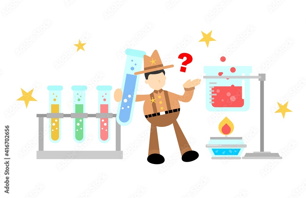cowboy america and experiment laboratory flask research science cartoon doodle flat design style vector illustration cowboy america and experiment laboratory flask research science cartoon doodle flat design style vector illustration