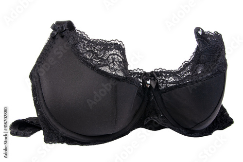 Elegant luxury black bra isolated on the white background