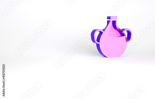 Purple Essential oil bottle icon isolated on white background. Organic aromatherapy essence. Skin care serum glass drop package. Minimalism concept. 3d illustration 3D render.