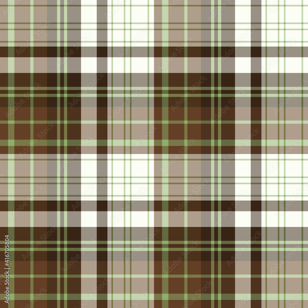 Seamless pattern in beautiful brown and green colors for plaid, fabric, textile, clothes, tablecloth and other things. Vector image.