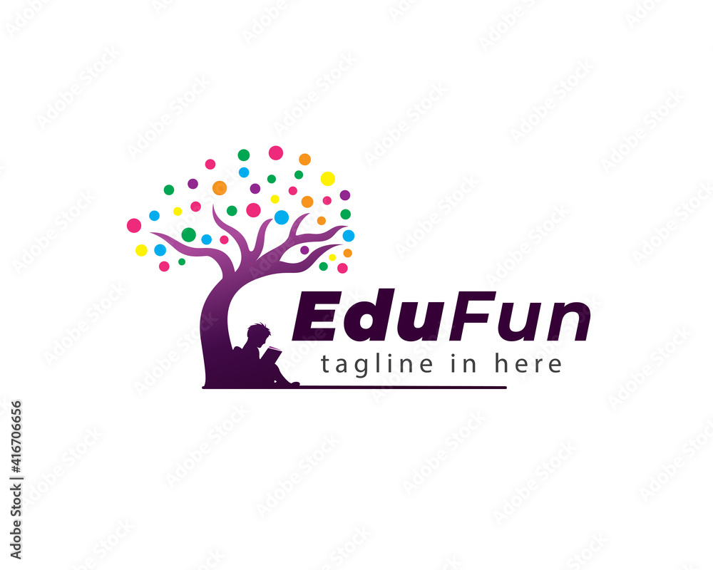 Smart brain tree fun education logo symbol design illustration ...