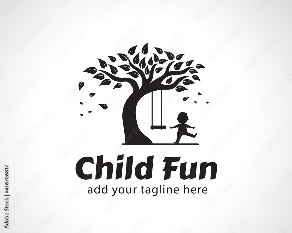 nature Tree child fun play location logo design illustration inspiration