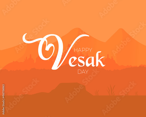 Happy Vesak Day Landscape Illustration