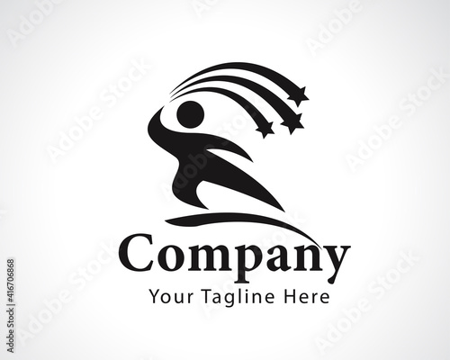 human run getting star logo symbol design illustration inspiration