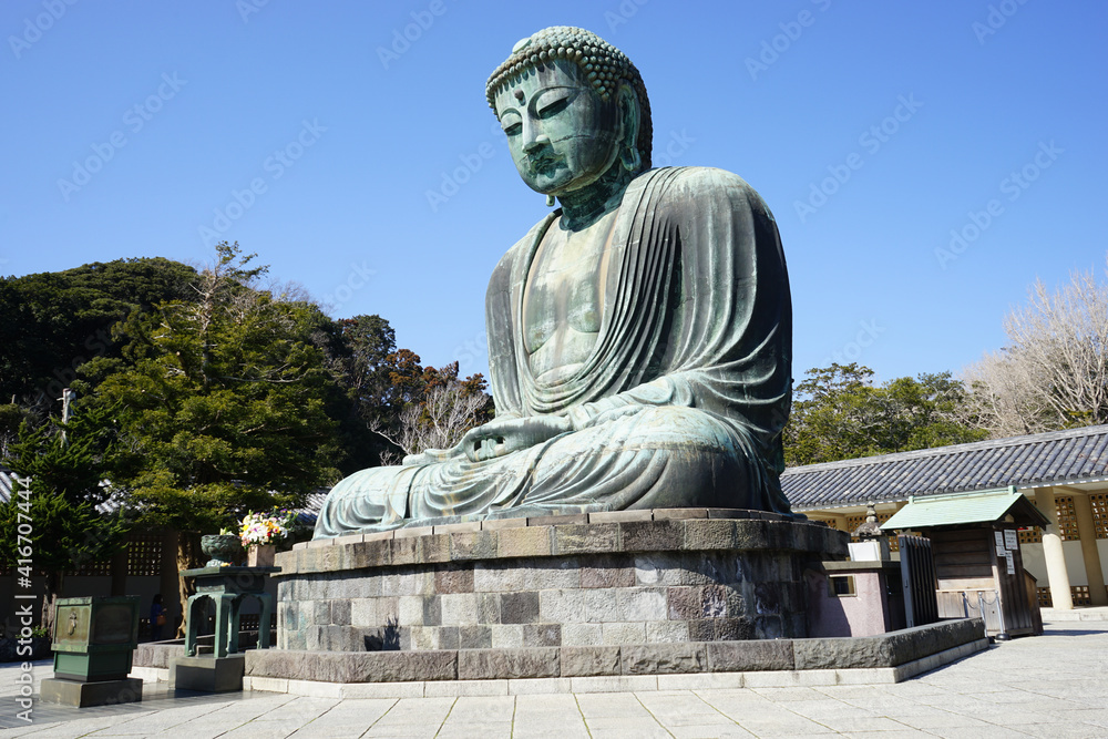 Monumental bronze statue of the Great Buddha in Kotokuin Temple, Kamakura, Japan - 鎌倉 大仏 高徳院 日本 Monumental bronze statue of the Great Buddha in Kotokuin Temple, Kamakura, Japan - 鎌倉 大仏 高徳院 日本