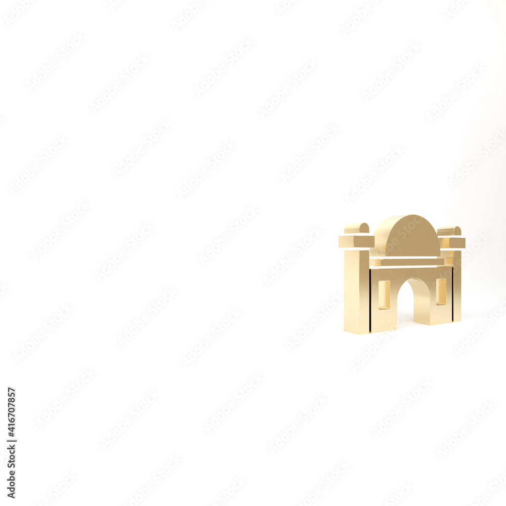 Gold Muslim Mosque icon isolated on white background. 3d illustration 3D render. Gold Muslim Mosque icon isolated on white background. 3d illustration 3D render.