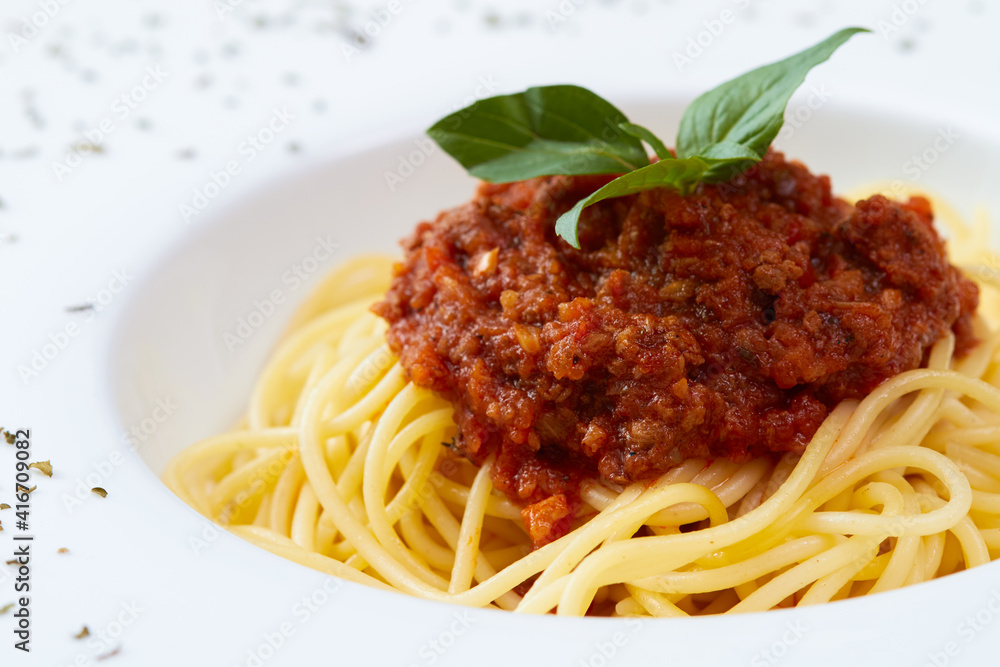 Spaghetti Bolognese with Parmesan Cheese and Basil Spaghetti Bolognese with Parmesan Cheese and Basil