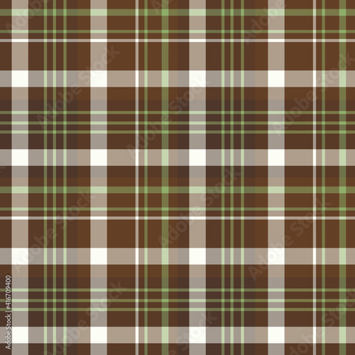 Seamless pattern in stylish green and brown colors for plaid, fabric, textile, clothes, tablecloth and other things. Vector image.