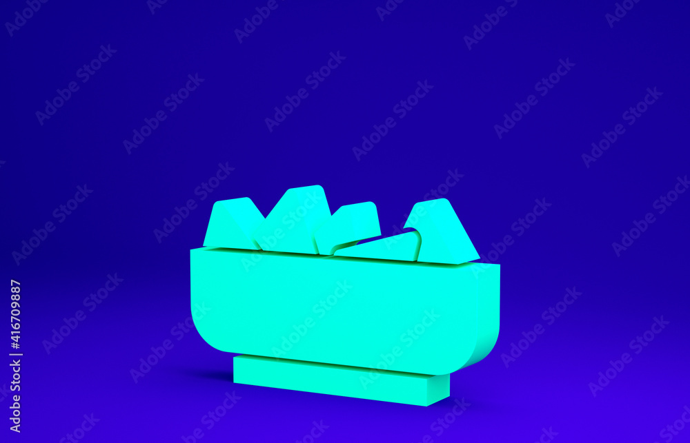 Green Nachos in bowl icon isolated on blue background. Tortilla chips or nachos tortillas. Traditional mexican fast food menu. Minimalism concept. 3d illustration 3D render. Green Nachos in bowl icon isolated on blue background. Tortilla chips or nachos tortillas. Traditional mexican fast food menu. Minimalism concept. 3d illustration 3D render.