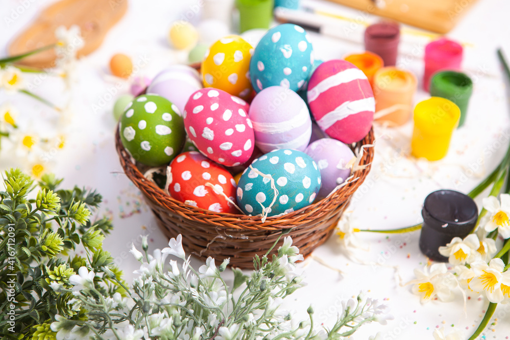 Hand painted pastel colored Easter eggs background. Happy Easter greeting card or invitation. Hand painted pastel colored Easter eggs background. Happy Easter greeting card or invitation.