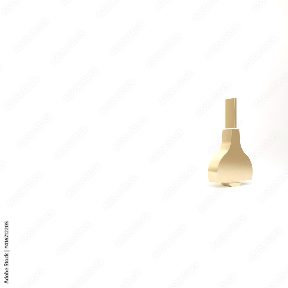 Gold Lamp hanging icon isolated on white background. Ceiling lamp light bulb. 3d illustration 3D render.