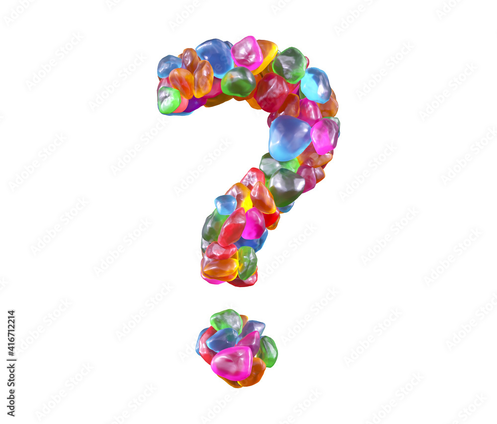 Colorful gems font. Question symbol. Colorful gems font. Question symbol.