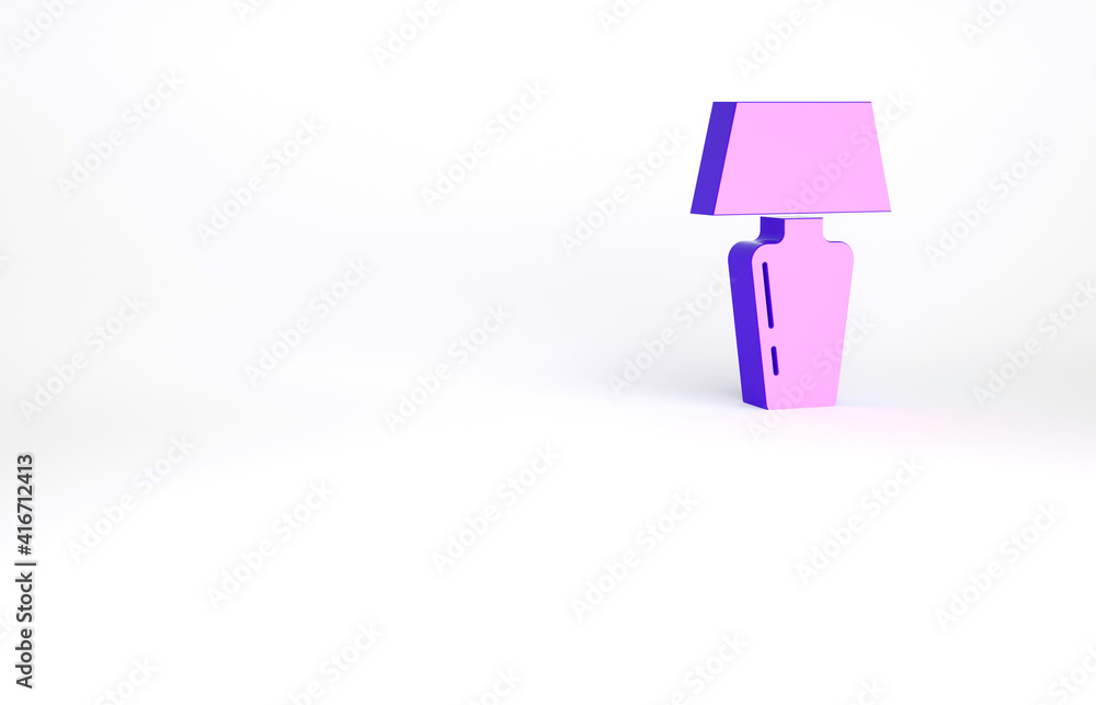 Purple Table lamp icon isolated on white background. Desk lamp. Minimalism concept. 3d illustration 3D render. Purple Table lamp icon isolated on white background. Desk lamp. Minimalism concept. 3d illustration 3D render.