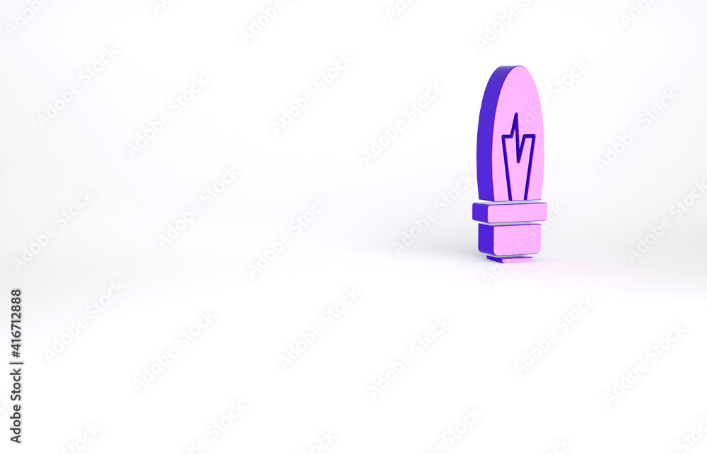 Purple Light bulb with concept of idea icon isolated on white background. Energy and idea symbol. Inspiration concept. Minimalism concept. 3d illustration 3D render.