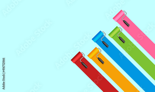 roller painter, paintbrush colorful banner illustration