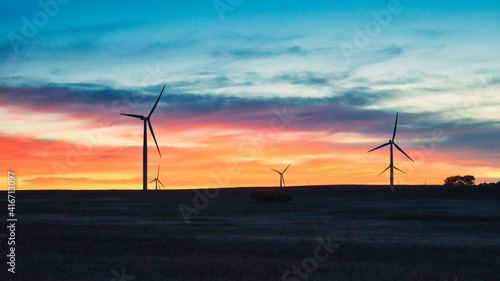 Dramatic Sunset over Wind Farm © GUAVWA Landscapes