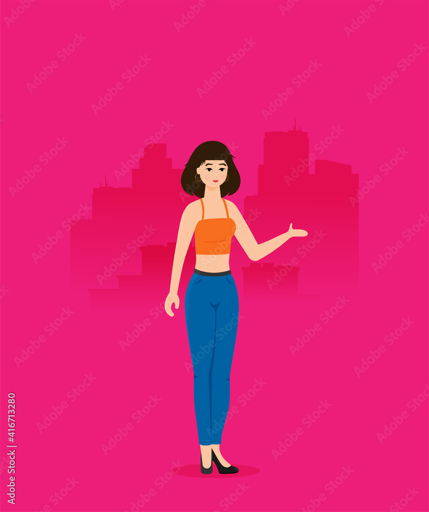 Young woman. Vector flat style cartoon illustration Young woman. Vector flat style cartoon illustration