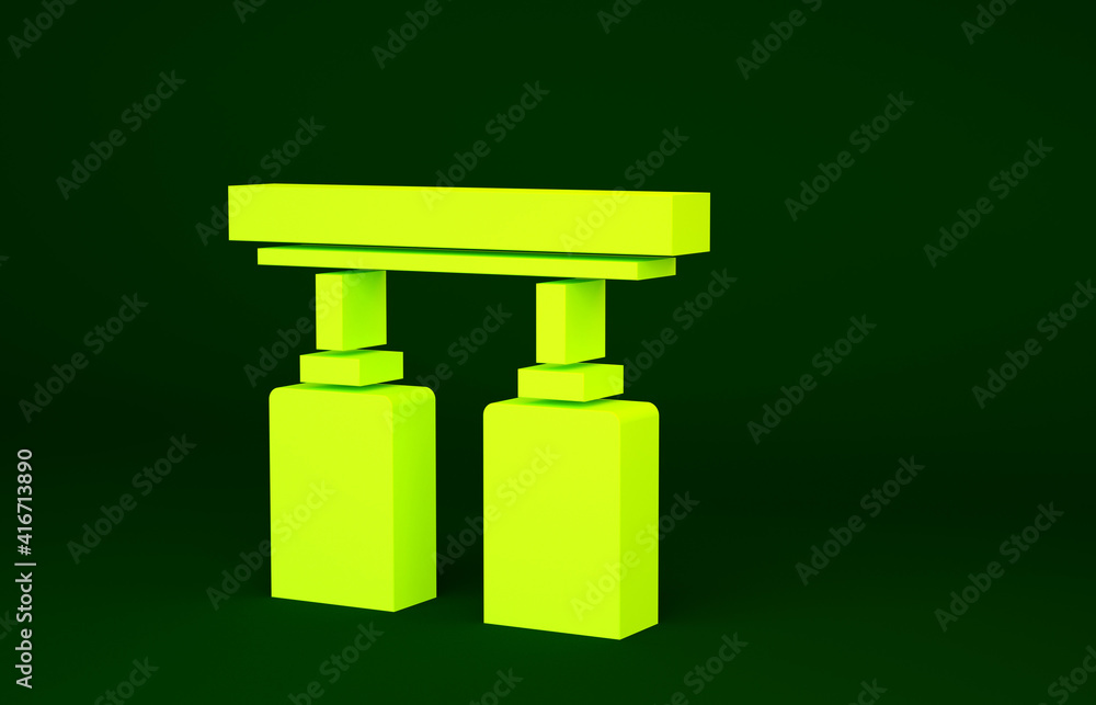 Yellow Led track lights and lamps with spotlights icon isolated on green background. Minimalism concept. 3d illustration 3D render. Yellow Led track lights and lamps with spotlights icon isolated on green background. Minimalism concept. 3d illustration 3D render.