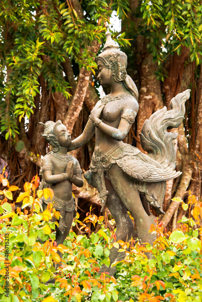 Kinnaree statue made of bronze