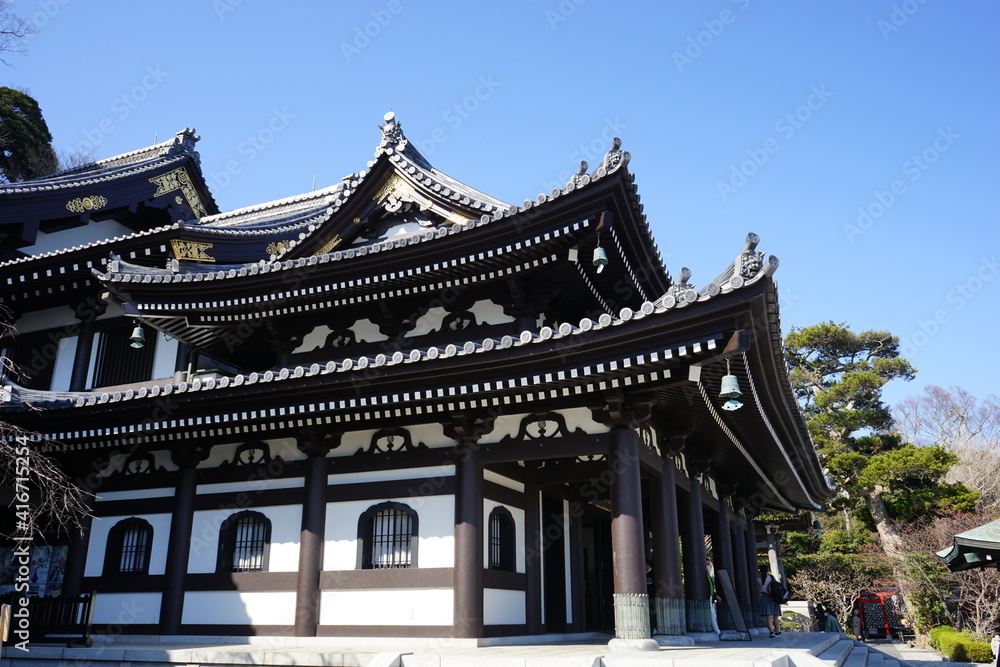 Main hall (Kannon-do) of Hase Temple (Hasedera) in Kamakura, Kanagawa prefecture, Japan - 鎌倉 長谷寺 観音堂 日本