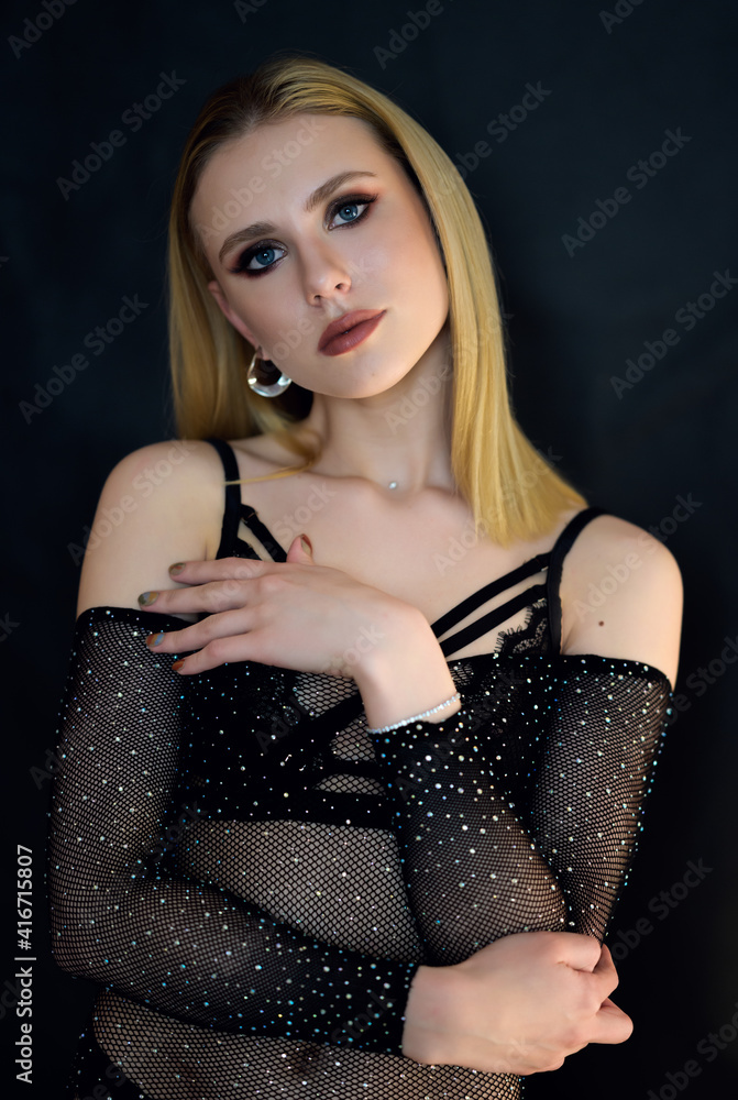 Close-up portrait of young woman with smoky eyes makeup. Close-up portrait of young woman with smoky eyes makeup.