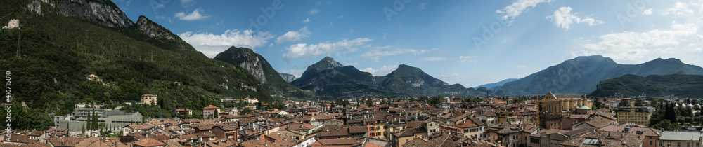view of the old town and the mountains - panorama