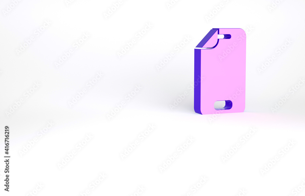Purple Glass screen protector for smartphone icon isolated on white background. Protective film for glass. Transparent soft glass for mobile phone. Minimalism concept. 3d illustration 3D render. Purple Glass screen protector for smartphone icon isolated on white background. Protective film for glass. Transparent soft glass for mobile phone. Minimalism concept. 3d illustration 3D render.