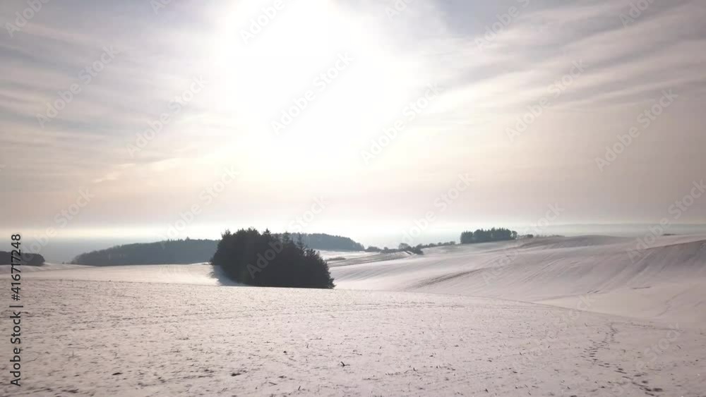 aerial snowy landscape footage from mols bjerge and djursland located in central denmark