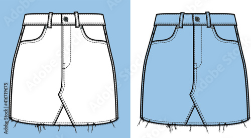 Skirt design Fashion Flat Sketch, apparel template